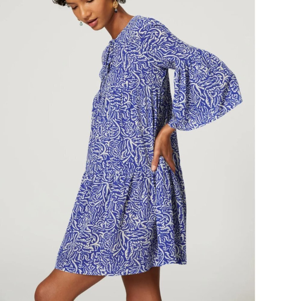 Warm Garden Dress 100% silk in blue - Picture 2 of 8